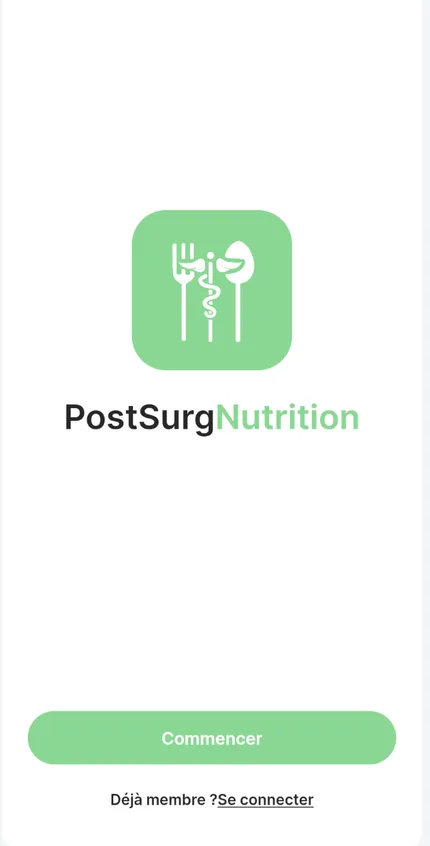 Écran d'accueil de PostSurgNutrition